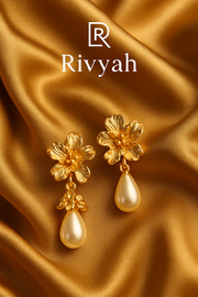 Golden Petal Drop Earrings